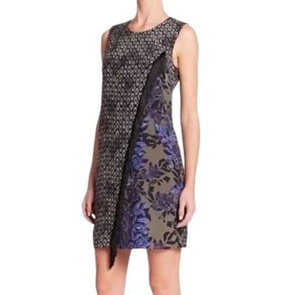 Rebecca Taylor “Box Step Floral Fringe Shift Dress” Silk, Draped - Size 2, Multi - Picture 1 of 17